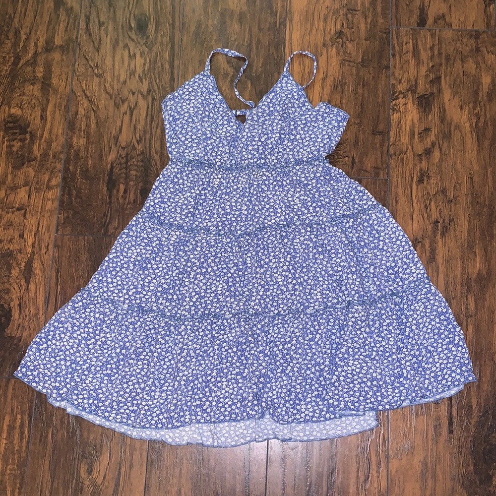 Blue floral mini dress